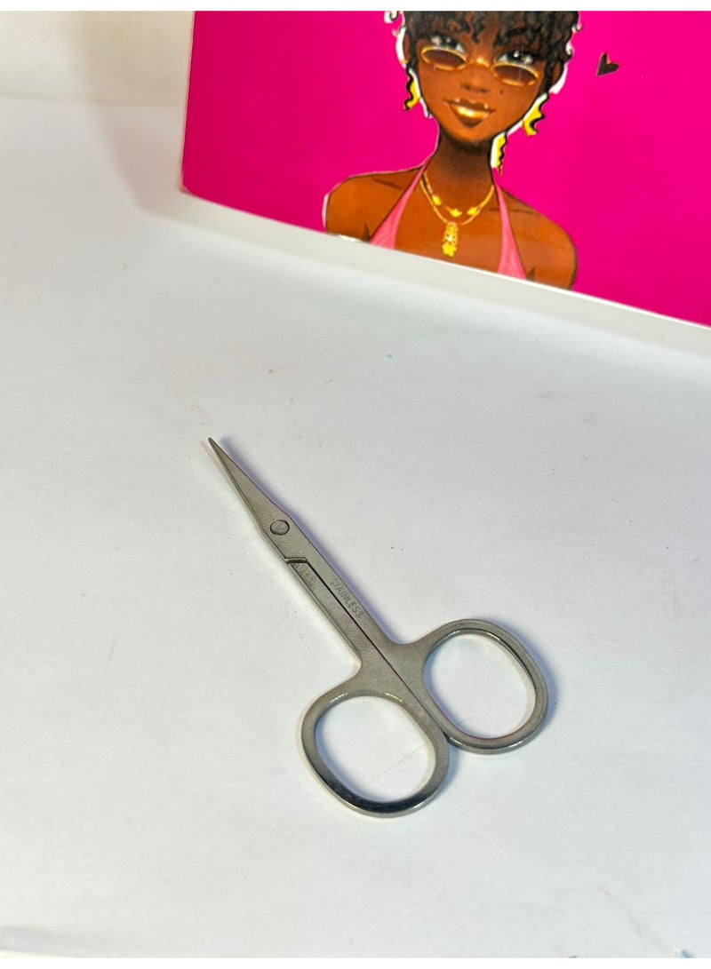 Stainless Steel Scissors with Sharp Curved Blades for Eyebrows, Facial Hair, False Eyelashes 1PC - Image 4